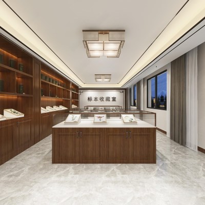 新中式展厅3D模型下载
